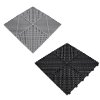 Vented Modular Interlocking Flooring Tiles 165 Black & 60 Grey With Edges & Hexagon LED Lighting 28 White Lights & Border 6500K 3 Mount Options & Suspended Ceiling Kit Single Garage Floor Mat 6m x 6m