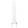 Oval Column Radiator 1600mm x 240mm & TRV Chrome Valves Modern Designer Double Panel Central Heating Heater White Steel Vertical Kitchen Living Room FREE Cleaning Brush Fixing Kit & Brackets
