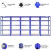 5 x T-Rax Heavy Duty Racking Units 90cm Greenhouse Shed Warehouse Garage Storage Shelving Blue Bays Shelves Metal Utility Racks Steel