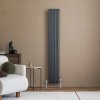 Oval Single Column Radiator & Valves - 1600mm x 240mm - Anthracite Grey