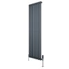 Oval Single Column Radiator & Valves - 1600mm x 480mm - Anthracite Grey