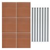 Composite Fence Panel x 6 & LED Posts x 7 - Brown