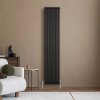 Oval Single Column Radiator & Valves - 1800mm x 360mm - Black