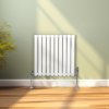 Oval Column Radiator 600mm x 600mm Modern Designer Double Panel Central Heating Heater Gloss White Carbon Steel Horizontal Kitchen Living Room Bathroom FREE Cleaning Brush Fixing Kit & Brackets