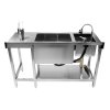 Cocktail Bar Station Stainless Steel 90L Insulated Ice Well Removable Dividers Free-Standing Workstation Large Sink 360 Degree Swivel Mixer Tap Speed Rail Slimline Bin Void FREE Boston Cocktail Shaker