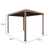 Wood Effect Aluminium Pergola with LED Lights - 3m x 3m
