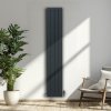 Aluminium Designer Radiator 1800mm x 315mm & TRV Chrome Valves Vertical Double Flat Panel Column Lightweight Modern Heater Matt Anthracite Grey Kitchen Living Room Cleaning Brush Fixing Kit Brackets