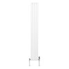 Oval Column Radiator 1800mm x 240mm & TRV Chrome Valves Modern Designer Double Panel Central Heating Heater White Steel Vertical Kitchen Living Room FREE Cleaning Brush Fixing Kit & Brackets