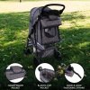 Pet Stroller Caddy Organiser Blue Tartan Pushchair Pram Travel Accessory Bag Detachable Hook & Loop Straps Elastic Cup Pouch Front Pocket Large Capacity Multifunctional Waterproof Oxford Fabric