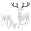 Light Up Reindeer White Stag And Doe Set Christmas Decoration Figure Cool LEDs Ornament Indoor Or Outdoor Use Glitter Large