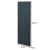 Oval Column Radiator 1800mm x 600mm Modern Designer Double Panel Central Heating Heater Matt Anthracite Grey Carbon Steel Vertical Kitchen Living Room FREE Cleaning Brush Fixing Kit & Brackets