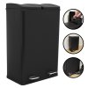 60L Black 2 in 1 Pedal Bin Metal Reycle Rubbish Trash Can Kitchen Waste Dual Compartment 2 x 30L Dual Dustbin Eco Garbage Large Heavy-duty