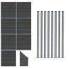 Composite Fence Panels, Angled Piece & LED Posts 6ft x 43ft - Grey