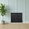 Flat Single Column Radiator & Valves - 600mm x 700mm - Black