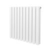 Oval Column Radiator 600mm x 600mm Modern Designer Double Panel Central Heating Heater Gloss White Carbon Steel Horizontal Kitchen Living Room Bathroom FREE Cleaning Brush Fixing Kit & Brackets