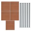 Composite Fence Panel x 5 & LED Posts x 6 - Brown