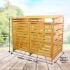 Double Wheelie Bin Storage Shed Store Hideaway Wooden Dustbin Trash Cupboard Outdoor Timber Cover Hinged Lid Lockable Latched Chain Recycling Garden FREE Fixing Kit 122cm (H) x 149cm (W) x 92.5cm (D)