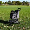 Pet Stroller Pushchair Blue Tartan Carrier Foldable Trolley Travel Cart 15kg Capacity 4 Wheels Brakes Cat Dog Safety Hook Leash Cushion Canopy Mesh Windows Basket Cup Holders & Waterproof Rain Cover