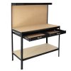 Garage Workbench With Pegboard Drawer Heavy Duty Bench Steel Tool Storage Station Unit With Shelves FREE 40 Hooks DIY Workshop Industrial Metal Work-table Worktop Black