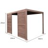 Wood Effect Aluminium Pergola With LED Lights & 2 x Side Panels - 3m x 3m