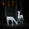Light Up Reindeer White Stag And Doe Set Christmas Decoration Figure Cool LEDs Ornament Indoor Or Outdoor Use Glitter Large