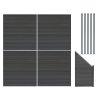 Composite Fence Panels, Angled Piece & LED Posts 6ft x 25ft - Grey
