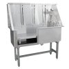 Dog Grooming Bath Stainless Steel 400mm Professional Pet Washing Station Large Groomer Bathing Tub Cleaning Metal Shower Walk In | FREE Gloves | With Faucet And Drainage Kit