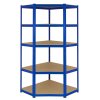 1 x Corner Garage Racking Unit & 2 x Single Racking Storage Units / 5 T-Rax Blue Steel & MDF Shelves / 4125kg capacity / 265kg per shelf / Free Rubber Mallet