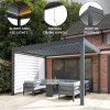 Anthracite Aluminium Pergola With White Blinds & LED Lights - 3m x 3m