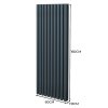 Oval Column Radiator 1600mm x 600mm & TRV Chrome Valves Modern Designer Double Panel Central Heating Heater Anthracite Grey Steel Vertical Kitchen Living Room FREE Cleaning Brush Fixing Kit & Brackets