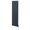 Oval Column Radiator 1800mm x 480mm & TRV Chrome Valves Modern Designer Double Panel Central Heating Heater Anthracite Grey Steel Vertical Kitchen Living Room FREE Cleaning Brush Fixing Kit & Brackets
