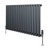 Oval Single Column Radiator & Valves - 600mm x 1020mm - Anthracite Grey