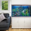 MonsterShop Fish Tank Aquarium & Starter Accessories, White Cabinet, Blue Gravel, 4ft, 300L