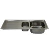 KuKoo Stainless Steel Kitchen Sink Basin, Reversible 1.5 Bowl, 105cm x 18cm x 50cm