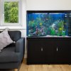 MonsterShop Fish Tank Aquarium & Starter Accessories, Black Cabinet, White Gravel, 4ft, 300L