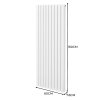 Oval Column Radiator 1600mm x 600mm Modern Designer Double Panel Central Heating Heater Gloss White Carbon Steel Vertical Kitchen Living Room Bathroom FREE Cleaning Brush Fixing Kit & Brackets