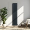 Aluminium Designer Radiator 1800mm x 395mm Vertical Double Flat Panel Column Lightweight Modern Central Heating Heater Matt Anthracite Grey Kitchen Living Room FREE Cleaning Brush Fixing Kit Brackets