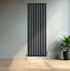 Flat Single Column Radiator & Valves - 1600mm x 560mm - Black
