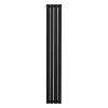 Oval Column Radiator 1600mm x 240mm Modern Designer Double Panel Central Heating Heater Matt Black Carbon Steel Vertical Kitchen Living Room Bathroom FREE Cleaning Brush Fixing Kit & Brackets