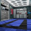 Vented Modular Interlocking Flooring Tiles & Edges 90 Blue & 30 Black Single Garage Heavy Duty Floor Mat Showroom Workshop Outdoor Polypropylene Anti Slip Weather Resistant Drainage 3.2m x 6m 19.2m2