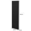 Oval Column Radiator 1800mm x 480mm Modern Designer Double Panel Central Heating Heater Matt Black Carbon Steel Vertical Kitchen Living Room Bathroom FREE Cleaning Brush Fixing Kit & Brackets