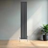 Flat Single Column Radiator & Valves - 1800mm x 280mm - Anthracite Grey