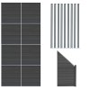 Composite Fence Panels, Angled Piece & LED Posts 6ft x 49ft - Grey