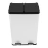 Recycling Pedal Bin Double Compartments Large 60L Rubbish Capacity Heavy-duty Metal Dustbin In White Kitchen Waste Garbage Dual Trash Can Eco