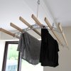 Clothes Airer Ceiling Pulley Maid Traditional Mounted Clothing Dryer 6 Lath Laundry Drying Rack Rail 1.5m White