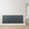 Oval Single Column Radiator - 600 x 1620mm - Anthracite Grey