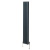 Oval Column Radiator 1800mm x 240mm & TRV Chrome Valves Modern Designer Double Panel Central Heating Heater Anthracite Grey Steel Vertical Kitchen Living Room FREE Cleaning Brush Fixing Kit & Brackets