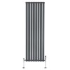 Flat Single Column Radiator & Valves - 1800mm x 560mm - Anthracite Grey
