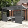 Anthracite Aluminium Pergola With LED Lights & 2 x Shutter Panels - 3m x 3m