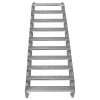 Metal Staircase 10 Section Adjustable Height 90cm / 900mm Wide Galvanised Steel Silver 10 Steps Weatherproof Grate Step Outdoor Garden Patio Modular Stairs 5mm Rod Thickness FREE Fixing Kit